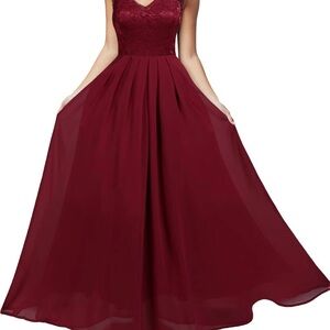 Rephyllis Burgundy Lace Maxi Dress | Lined | Sleeveless Formal | Size XL
